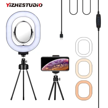 

Yizhestudio 6 inch Ring Light Desktop Selfie Ring Lamp Youtube Video Live Photo Studio Light With Table Tripod