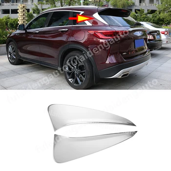 

2pcs For Infiniti QX50 2019 Silver titanium Rear Trunk Window Triangle Cover Trim Car Styling Accessories