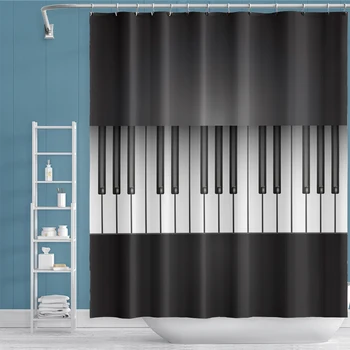 

New Arrival Piano Styles Shower Curtains Bath Curtain Waterproof Mildew Proof Polyester Fabric For Bathroom With Set Hooks