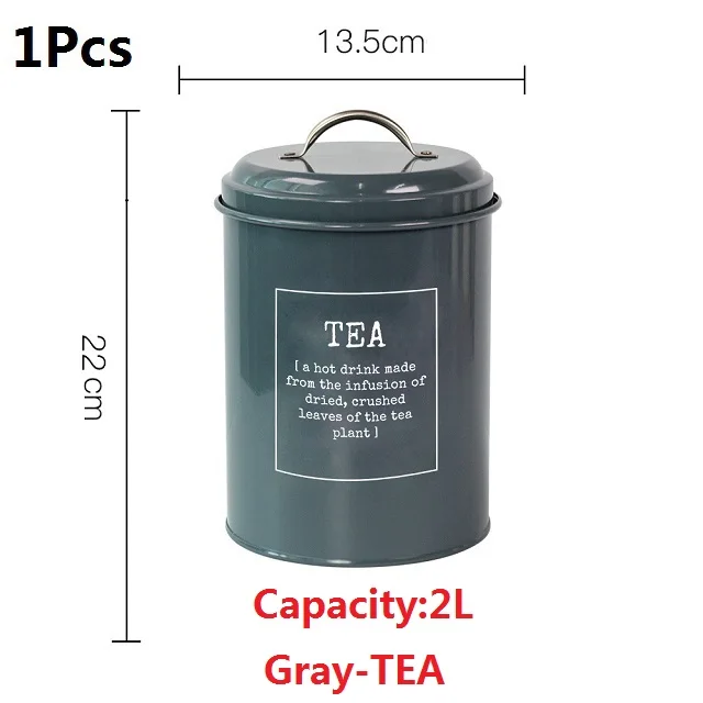 1 шт. вакуумный мешок кофе сахар Capacity2L резервуар для хранения кухонная утварь многофункциональный цилиндрический чехол крышка сталь 2019NEW бытовой - Цвет: GrayTEA