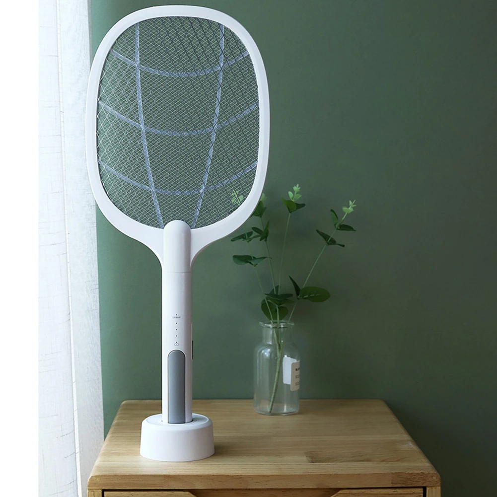Powerful 4000V Grid and 3-Layers mesh Safe to Touch 2-in 1 UV Insect Trap Wireless Rechargeable Electric Fly Swatter for Outdoor and Indoor Use JANMASH Bug Zapper 