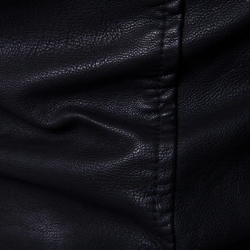 AliExpress Large Size Plus Velvet Men's Leather Coat Stand Collar Iron Button Sportsman Leather Coat