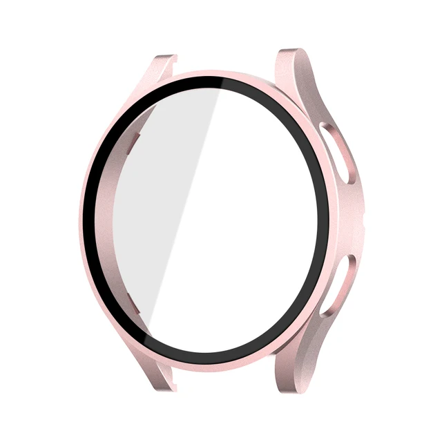 Tempered Glass+Matte Watch Cover for Galaxy Watch 4 Case 44mm 40mm,All Around Coverage Protective Bumpers for Galaxy Watch 4 Rose Gold