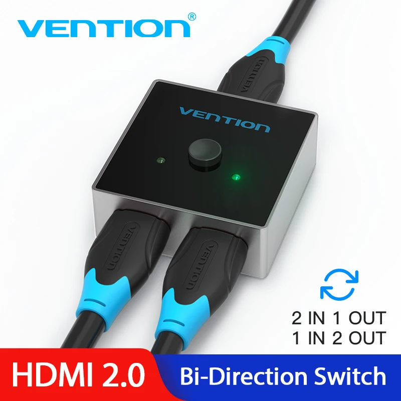 Сплиттер HDMI Vention Переключатель 4K с двойным направлением 1x2/2x1 адаптер 2 в 1 для PS4/3 TV