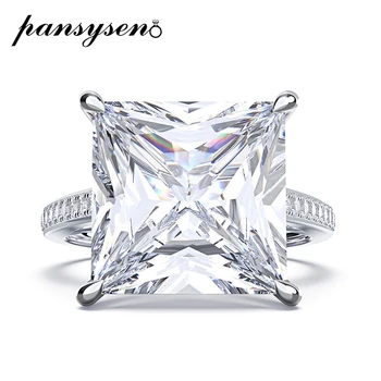 

PANSYSEN Luxury 100% 925 Sterling Silver Created Moissanite Wedding Engagement Rings for Women Men Wholesale Couple Ring
