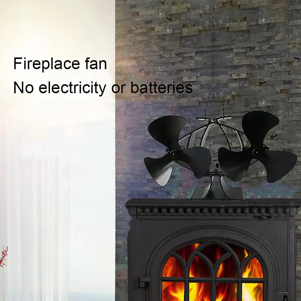 Fireplace Fan Dual Motor 6 Blade Hot Blast Stove Dedicated To Fireplace Wood Burning