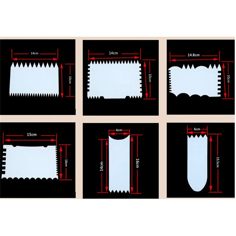Description Picture 4 of item7Pcs/set Cake Scraper Fondant Mousse Cream Spatula Edge Smoother Cupcake Cake Cutter Pastry Mold Baking Decorating Tools