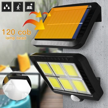 

120 COB LED Solar Light Solar Lamp With Motion Sensor Outdoor Garden Spotlight Solar Powered Wall Lamp For Street Path Courtyard
