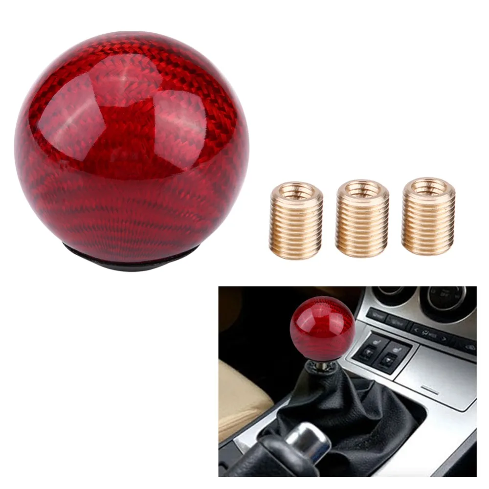 

Round Ball Shape Universal Car Gear Shift Knob Head Shifter Lever Red/Silver/Black Carbon Fiber Gear Head
