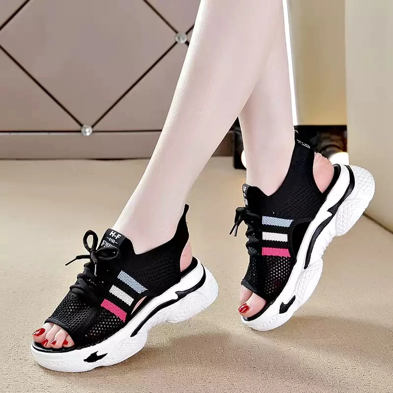 Women's Sports Sandals 2025 Summer New Hollow Flat Ins Fashion All-match Platform Platform Casual Shoes women sandals