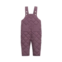 Осенне-зимние штаны на подтяжках для маленьких мальчиков и девочек, детские хлопковые однотонные штаны с рисунком, комбинезоны, брюки