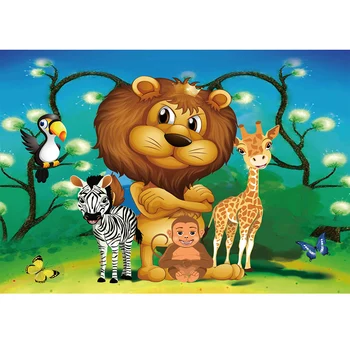 

Forest Wild Animal Safari Party Newborn Baby Shower 1st Birthday Backdrop Photography Background