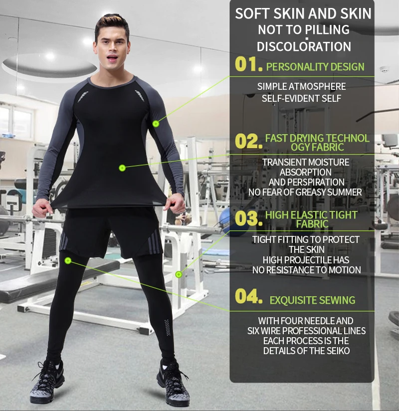 Winter New Yd Running Set Men Cool Quick Dry Mens Sport Suit Fitness Tight Gym Clothing Training Suit Workout Men's Sportswear