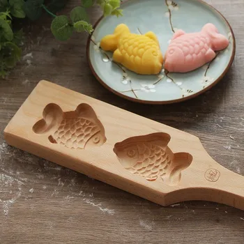 

Pastry Mould Cake Small Fish Mold Wooden Making Mung Bean Cookies Ice Skin Fondant Chocolate Mold Kitchen Baking Tools