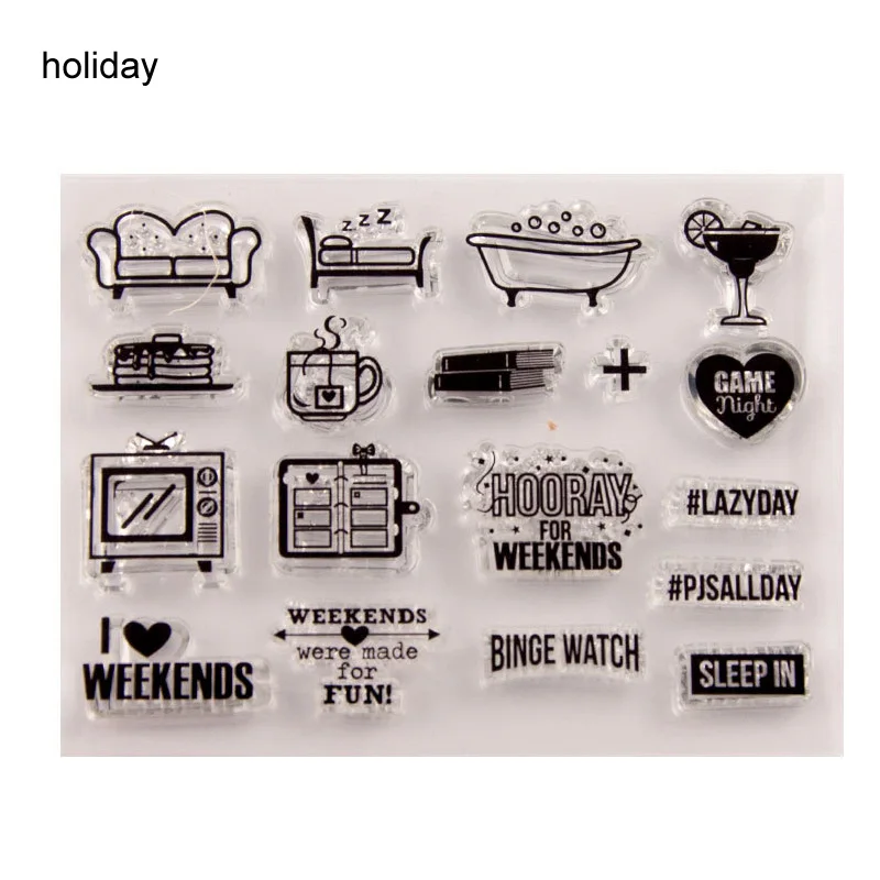 T1056 holiday 1 шт. бумажные карты ремесла DIY Scrapbooking карты изготовление фотоальбом декоративный прозрачный силиконовый штамп/печать небольшой значок - Цвет: T1056 holiday