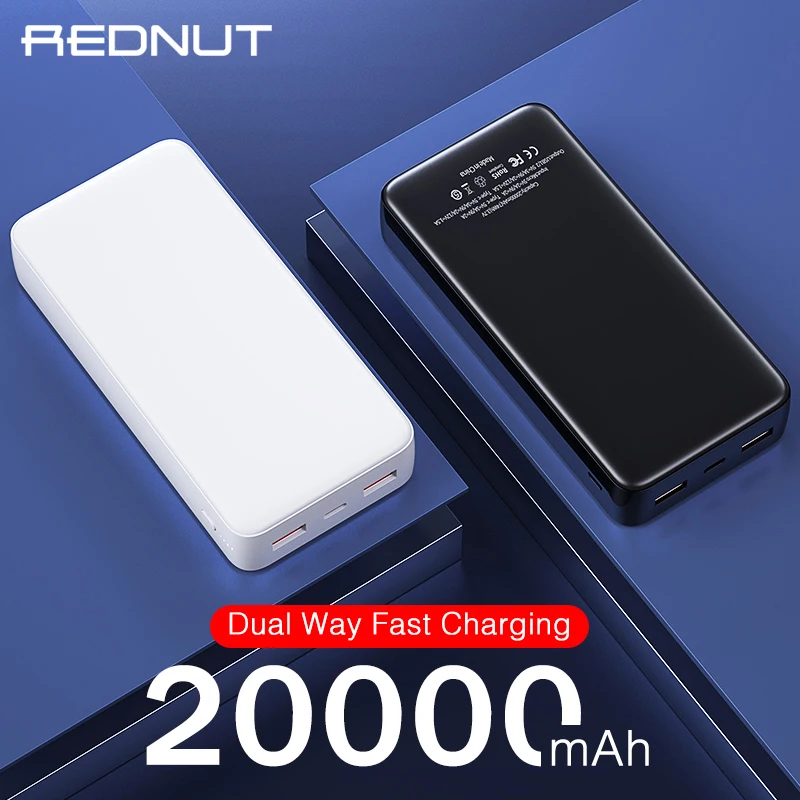 REDNUT 20000 мАч Внешний аккумулятор зарядное устройство для iPhone Xiaomi huawei PD Быстрая