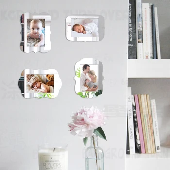 

4pcs Photo Picture Frame For Baby Pictures Poster Wall Magnetic Thin Mirror Frames Set Hand draw Creative 3.5X5" 4x6" 5x7" F009