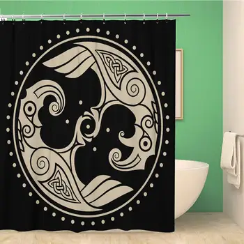 

66x72 Inches Shower Curtain Two Black Crows an of Scandinavian Mythology on Road Off Mountain Offroad Label Waterproof Polyester