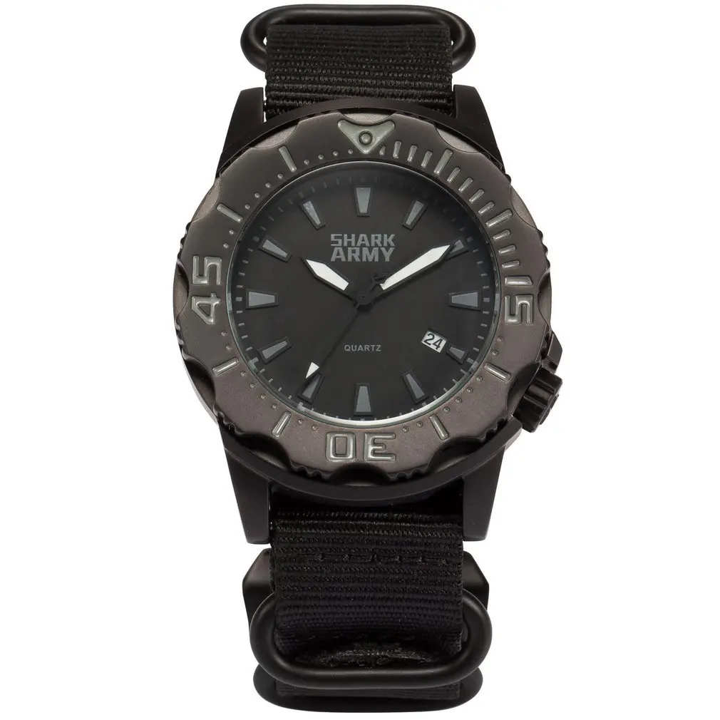 

SHARK ARMY Watch Men Fashion Sport Quartz Clock Khaki 10ATM Waterproof Auto Date Display Full Steel Luminous Army Watch /SAW194