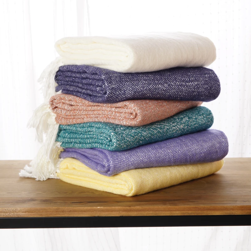 Battilo Brushed Weave Throw Blanket Soft Lightweight Cozy For Bed Couch Fringe Decorative Mohair