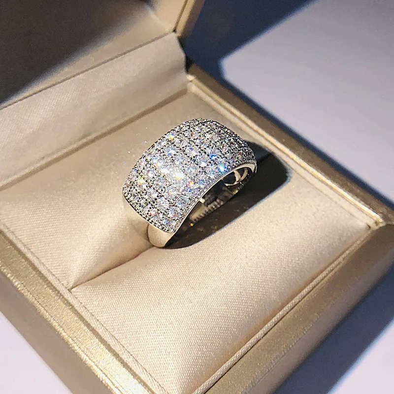 Hiphop/Rock Origin Natural 1.5 Carat Moissanite Gemstone Silver color 925 Jewelry Ring for Women Real S925 Sterling Rings Box