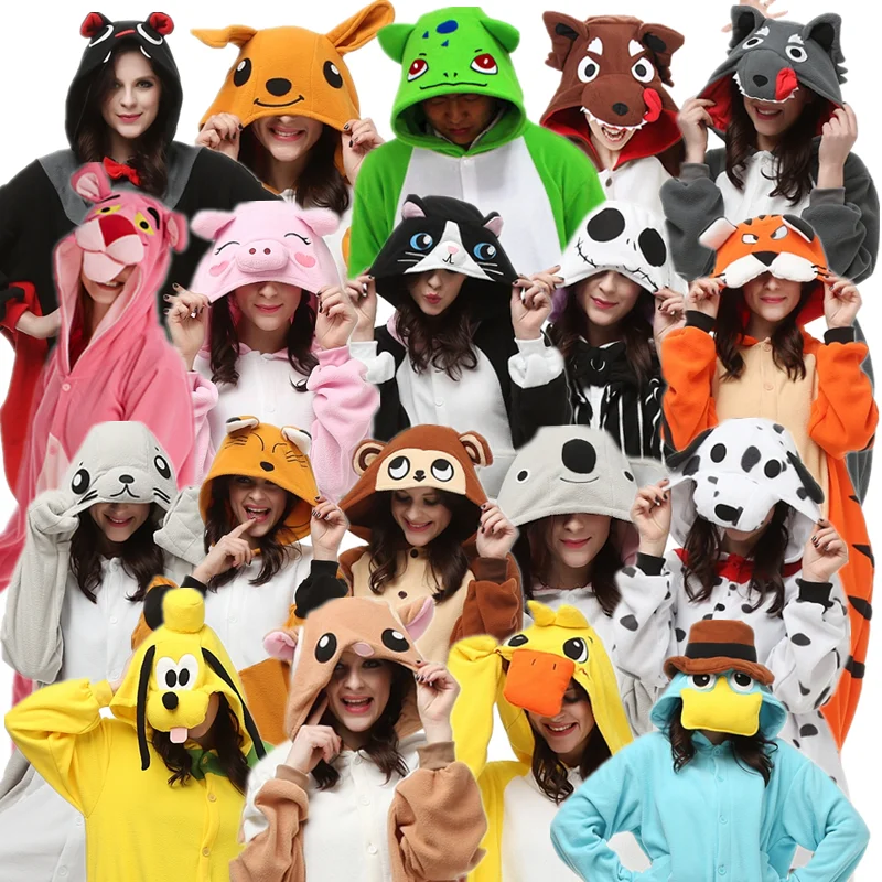 Kangaroo Tiger Wolf Dog Koala Bear Sugar Glider Panther Platypus Adult Kigurumi Cartoon Onesies Pajamas Women's Pyjamas Homewear