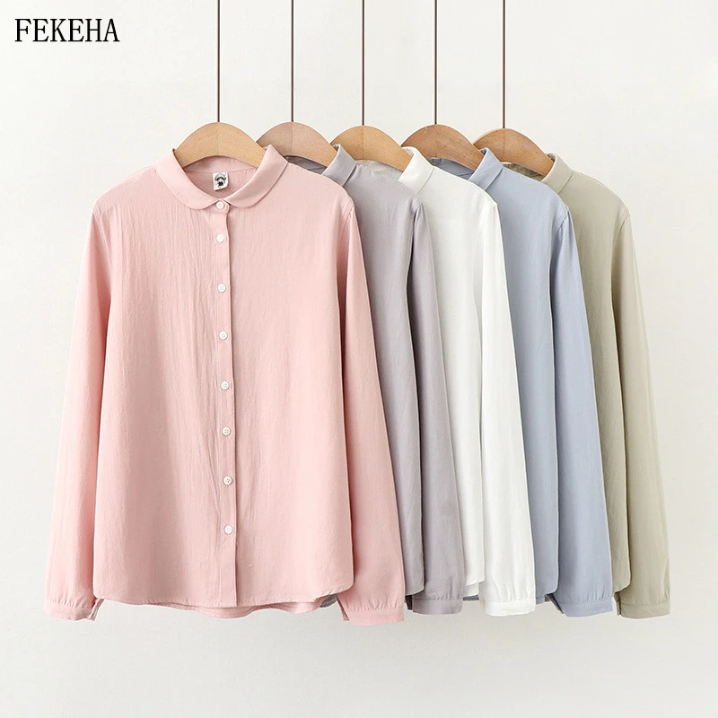 Women Shirts Tops And Blouses 100 Cotton Lady Long Sleeve Solid Color Office Work White Clothes Fashion Woman Blouses Shirt Aliexpress