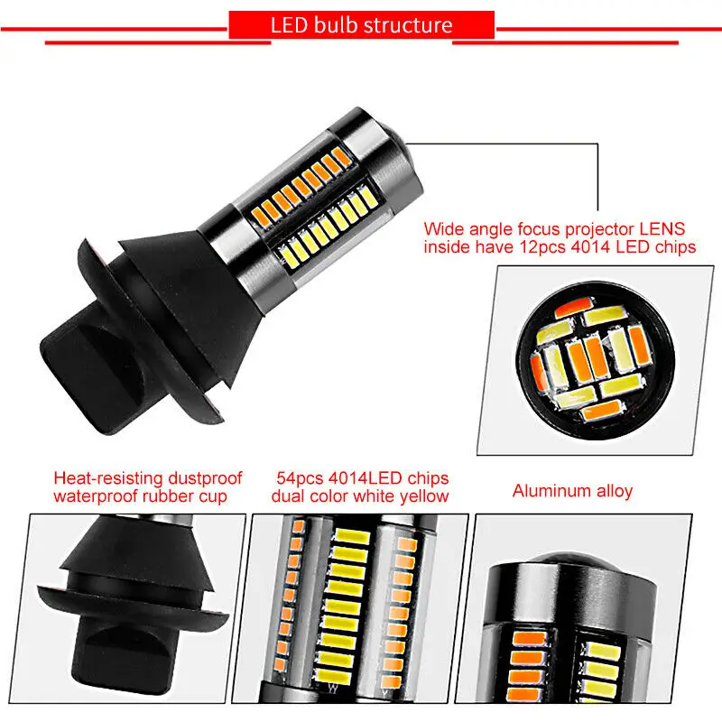 2x1156 BAU15S 66 SMD светодиодный светильник Canbus Switchback Белый DRL& Янтарный указатель поворота