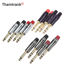 10 шт. разъем 6,35 высокое качество никелированный аудио разъем 6,35 мм стерео микрофон штекер в сборе адаптер черный и красный