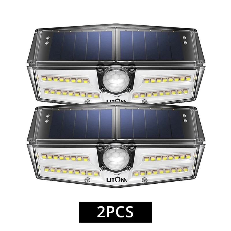 Litom CD181 открытый светильник на солнечных батареях s 40 светодиодный IP66 Водонепроницаемые лампы с 3 регулируемыми моделями светильник для сада двора патио стены - Испускаемый цвет: 2 PCS