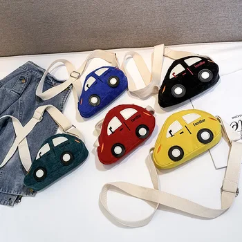 

Bags for girls and kids 2019 car Pattern Shoulder Bag zipper car Messenger Small corduroy Bag Designer Handbags cute 5 color