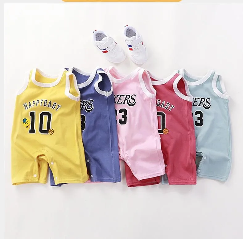 Baby Bodysuits are cool New Born Baby Basketball Sports Romper Toddler Costume Summer One-piece Baby Girl Sleeveless Climb Clothes 0-24m Baby Bodysuits for boy