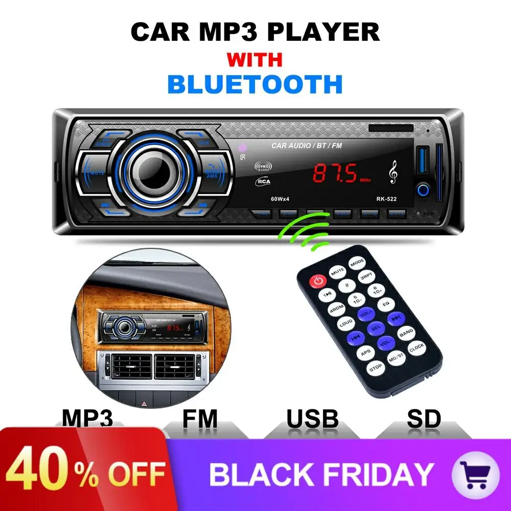 12 В Bluetooth Авто Радио MP3 плеер стерео аудио Поддержка FM USB SD MMC AUX In+ пульт дистанционного управления