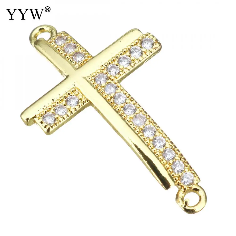 Jewelry Connectors Cross Connector With Rhinestones Plated Brass Jewelry Findings Connector Diy Jewelry Bracelets Making 20pcs