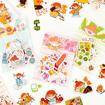 

56pcs Cute Diary Series Paper Stickers Homemade Bookkeeping Decals Laptop Decorative Scrapbooking DIY Stationery Sticker Kawaii