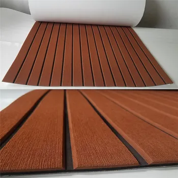 

EVA Faux Boat Decking Sheet with Yacht Marine Flooring Carpet Dark Brown with Black Caulking Boats Accessories