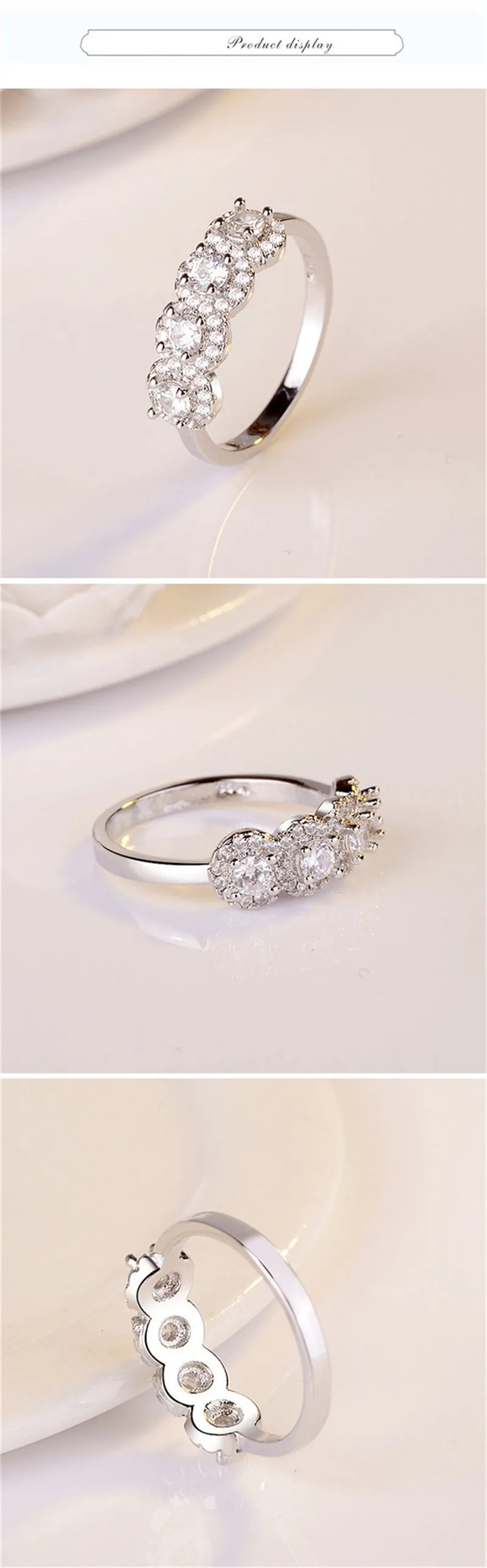 Кольца СС для женщин Кубического Циркония Круглый камень простое кольцо для невесты, для свадьбы, помолвки anillos Mujer Прямая CC2337