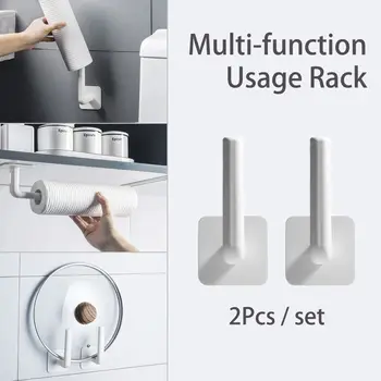 

2PCS Plastic Paper Holder Set Kitchen Tissue Towel Rack Storage Organizer Hooks Hanging Bathroom Toilet Adhesive Paper Holders