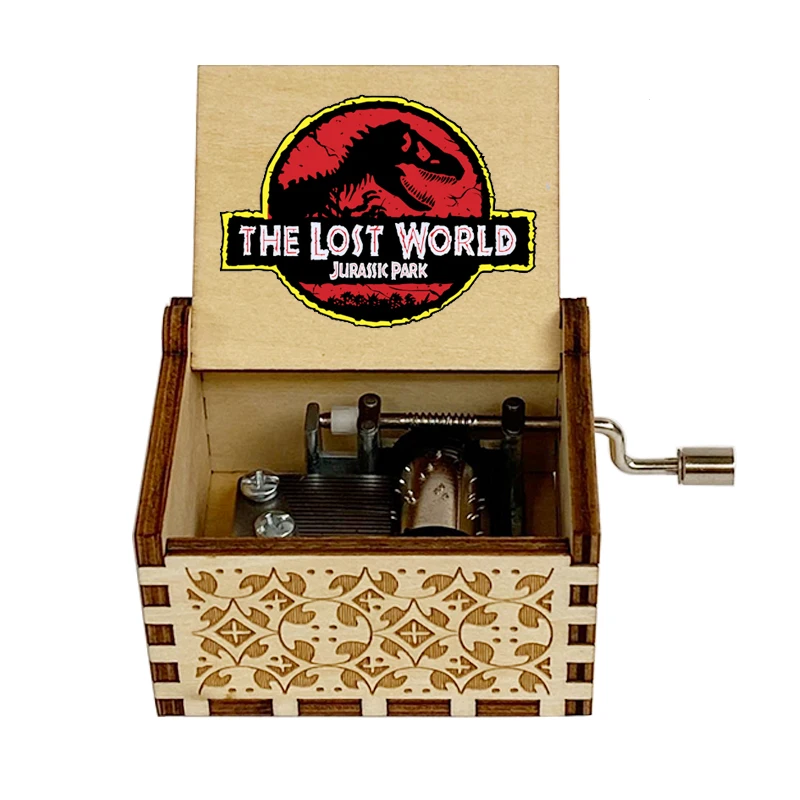 New Wood Carving Hand-cranked Music Box Dinosaur Park Halloween Christmas Family Decoration Children Daughter Son Gifts 2