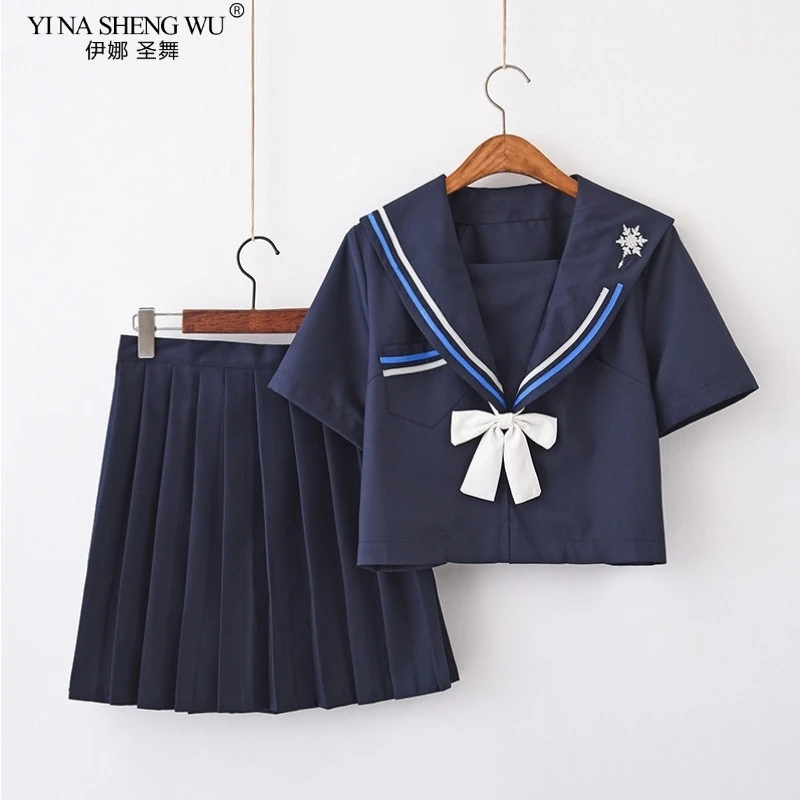 Classic Navy Sailor Suit With Neckline Japan/Korean Female Students Uniforms JK Student Clothing Sets Girls Anime COS | Тематическая