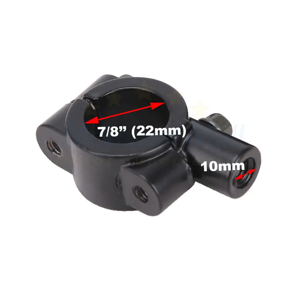 

Universal Handlebar Mirror Holder Motorcycle Black Aluminum 10mm Adaptor