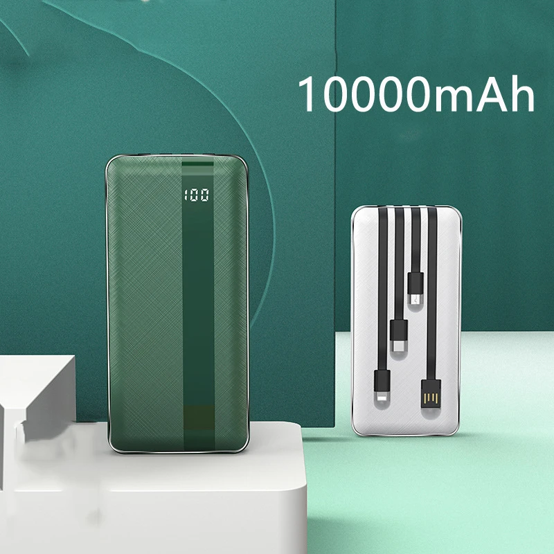 smart power bank 10000mAh Power Bank External Battery Charger Powerbank Built in Cable For Huawei Xiaomi iPhone 11 12 Samsung S10 S20 Poverbank fast charging power bank