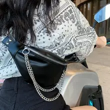 

Women's Locomotive Style Chest Bag Men PU Leather Black Waist Bags Luxury Designer Handbag Fashion Women's Travel Shoulder Bags