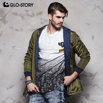 

GLO-STORY 2020 Men Double Side Wear Windbreaker Trench Coat Men Letter Print Zipper Fashion Overcoat Masculina Jaqueta MFY-5994