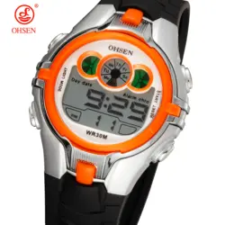 Лидер продаж OHSEN светодиодный цифровой часы Хронограф Будильник 30 м Водонепроницаемость Оранжевый Дети оранжевый модные спортивные