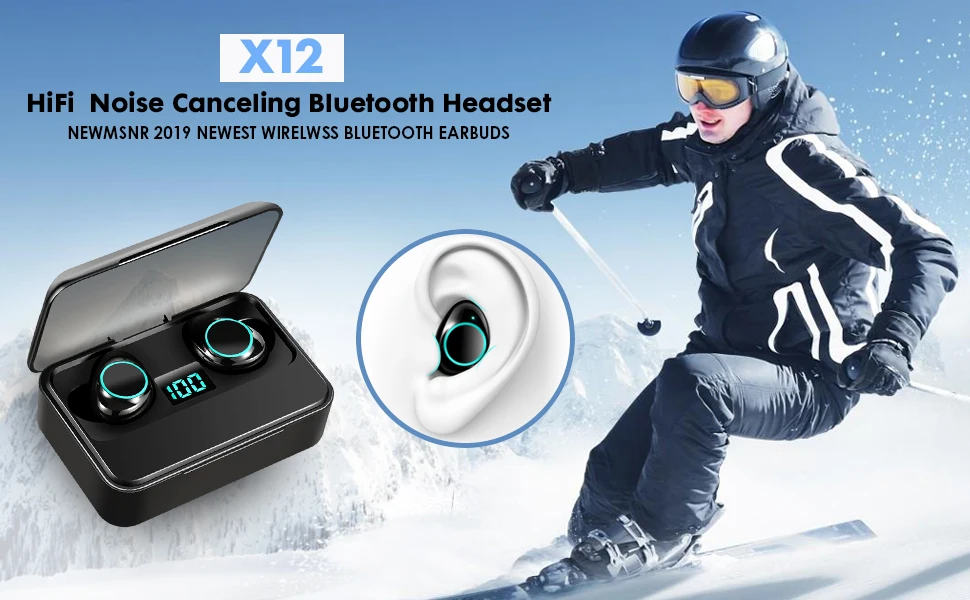 2019X12 TWS 5,0 Bluetooth наушники 9D стерео беспроводные наушники IPX7 водонепроницаемый 3500 мАч светодиодный для xiaomi huawei iPhone samsung