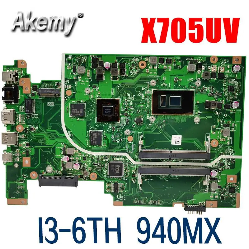 Akemy X705UQ Mainboard For Asus Vivobook 17 X705U X705UV X705 Laptop motherboard test i3-6th Gen 940MX /2GB | Компьютеры и офис