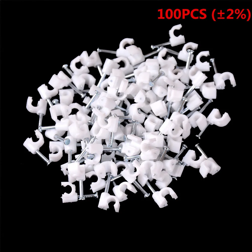 100PCS/bag Circle Path Circle Cable Clips Cable Nail Wire Clips  Cable Clips Round White 6mm