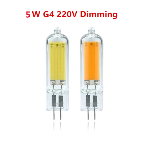 조도 조절 가능 유리 라이트 캔들 라이트, 5W, 10W, G4, G9, COB LED 램프 전구, AC, 110V, 220V, 30W, 40W 할로겐, 샹들리에 교체, 10 개/로트 2
