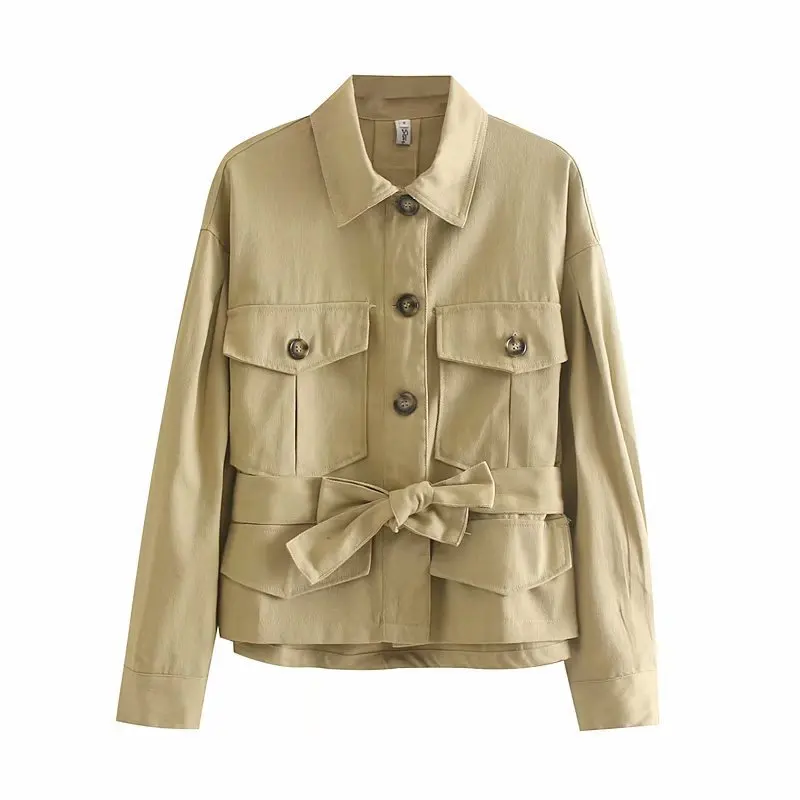 

WOMEN'S Coat Autumn Western Style Workwear Shirt BF Style Loose-Fit Lace-up Jacket Women's